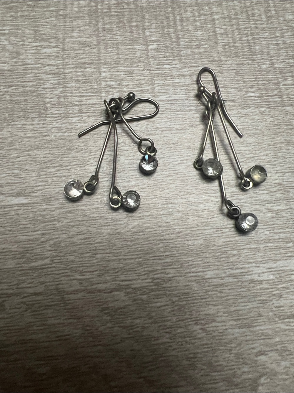 Delicate Silver Drop Earrings with Clear Crystal Accents